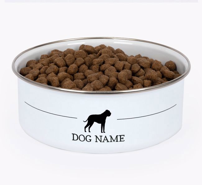 Silhouette: Personalised {breedFullName} Enamel Dog Bowl